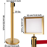 Stanchion Post Barriers 6-Set Line Dividers, Stainless Steel Stanchions with 6.6 Red Retractable V952-GLZ-CBTZ-JS-6JT01V0