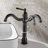 High Bathroom Faucet 360 Degree Rotation Rotatable Countertop Mixer, Retro Classic Bathroom Faucet V1189-LC-LY-00032