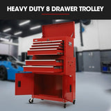 Bullet Pro 8 Drawer Tool Box Chest Cabinet Storage, with 2-Door Toolbox Garage Organiser Set, Red V219-TOLCABBU82RA