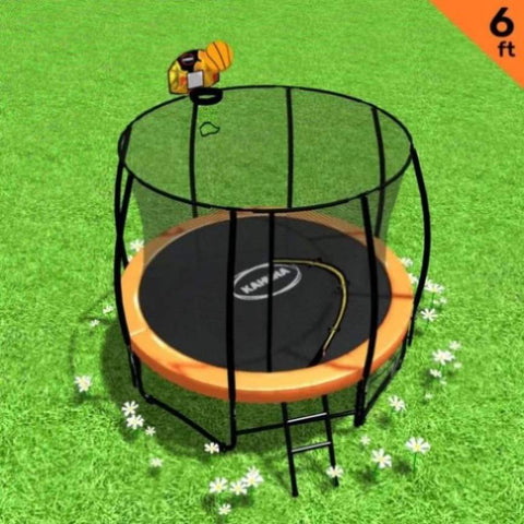 Kahuna Trampoline 6 ft with Basketball Set - Orange TRA-KAH-06-OR-BB