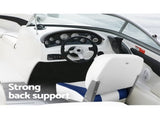 Seamanship 2X Folding Boat Seats Marine Swivel Low Back 13cm Padding White Blue BS-86202-WB-40