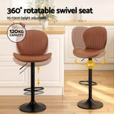 Artiss 2x Bar Stools Kitchen Swivel Gas Lift Counter Chair Shell Leather Brown BA-KJ-5681-BRX2