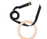 2 pcs Wood Gymnastic Rings - Olympic Gym Rings with Adjustable Straps, Heavy Duty Gym Equipment for V1263-JX-1207