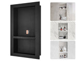 Shower Ready for Tile 40.64 x 81.28 cm, Double Shelf Organizer, Square Corners Wall-inserted V952-SLLYBK2C16YCZ39ANV0