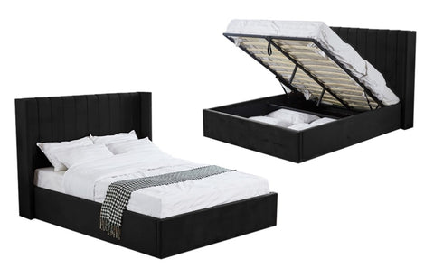 Hilton Black Velvet Gas Lift Bed - King V292-BED-HILTON-KING-BLACK