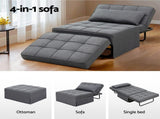 Artiss Sofa Bed Lounge Convertible Ottoman 1 Seater Couch Recliner Linen Grey SBED-E-FA-03-GY
