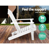 Gardeon 3PC Adirondack Outdoor Table and Chairs Wooden Beach Chair White FF-BEACH-UF-CH-WH-3PC