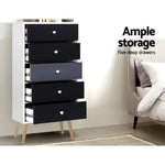 Artiss 5 Chest of Drawers - BONDS White FURNI-E-SCAN-TBOY01-WHBK