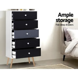 Artiss 5 Chest of Drawers - BONDS White FURNI-E-SCAN-TBOY01-WHBK