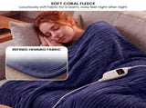 Laura Hill Electric Heated Blanket Throw Rug Soft Coral Fleece 9 Heat Settings - Blue THRG-KH-BU