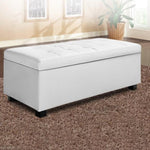 Artiss Storage Ottoman Blanket Box 97cm Leather White OTM-L2-WH