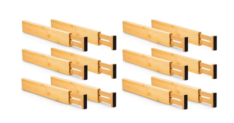 12 Pack Bamboo Adjustable Kitchen Drawer Dividers V178-36046