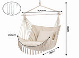 Gardeon Hammock Chair Camping Macrame Hanging Swing Cushions Metal Bar Cream HM-CHAIR-PLOW-MEL-CR