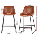 Artiss Bar Stools Kitchen Counter Barstools Leather Metal Chairs Brown x2 BA-TW-8068-BRX2