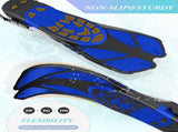 Blue Adjustable Open Heel Snorkel Fins, Travel-Size Short Swim Flippers for Snorkeling, Diving & V1107-ADJUSTABLE OPEN HEEL SNORKEL FINS1-L