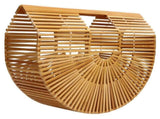 Vintage Bamboo Bag Women Semicircular Woven Handbag Hollow Beach Tote for SummerL V1294-YM0901-3117210073111