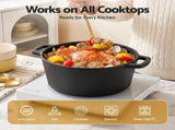 5-Star Chef 5L 2-In-1 Pre-Seasoned Cast Iron Dutch Oven Pot with Lid and Dual Handles for Sourdough DTO-POT-2IN1-BK