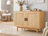 Artiss Rattan Buffet Sideboard 2 Doors - BRIONY Oak FURNI-E-RAT-SID90-WD