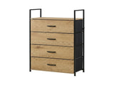 CARLA HOME 4 Drawer Tallboy Large Storage Cabinet - Brown - Rustic - Steel - Chest Drawers Tallboy V178-36454