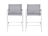 Gardeon 2PC Outdoor Bar Stools Dining Chairs Patio Furniture Garden Steel Textilene White ODF-BA-TEX-WH-2X