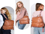 Coffee Fashionable Large-Capacity Women's Backpack - Waterproof, Durable, High-Quality PU Leather V1265-263-COFFEE3