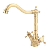 Basin Faucet Short Brass Double Handle Cold Hot Water Swivel Sink Faucet for Kitchen Bathroom V1294-YM0901-3112250016111
