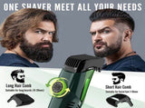 Vacuum Beard Shaver for Men with Automatic Hair Suction, Adjustable Blade Distance, LCD Digital V1192-AZ-W-30011