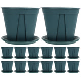 14-Piece Green Resin Planting Pots Set with Enhanced Air Permeability for Garden and Indoor Use V1192-AZ-W-21103