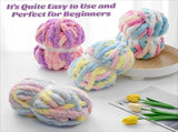 10 Pack Blue White Chunky Chenille Yarn, Super Bulky Variegated Blanket Yarn for Crochet and Hand V1237-MS-724-060