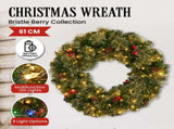 Christabelle 61cm Christmas Wreath Bristle Berry with LED Lights Front Door Decoration Ornament 112_OPBB61
