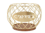 Coffee Pod Holder Iron Large Capacity Stylish Look Easy Access Wooden Base Coffee Pod Storage V1294-YM0901-3118240273212