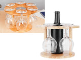 Wooden Wine Rack Glass Cup Holder Organizer Tabletop Display for 6 Glass and 1 Wine Bottle V1294-YM0718-3118200238111