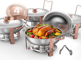 Chafing Dish Buffet Set, 5 Qt 4 Pack, Stainless Steel Chafer with 4 Full Size Pans, Round Catering V952-YXBXGSTGK4JTIXCAPV0