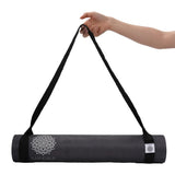 Mandala Yoga Mat Premium Bundle, Includes Yoga Mat 188cm H x 61cm W, Yoga Strap & Steel Hydration V398-MA-494BLK