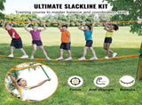Slackline Kit with Training Line, 18.3m Backyard Slack Line Equipment, Easy Setup Tight Rope for V952-SCXTJ60YCSBX8AGABV0