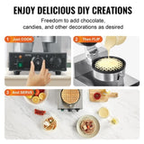 VEVOR Commercial Maker, 1230W Round Baker Machine, Non-Stick Stainless Steel Belgian V952-SYBLSHFBJDPFYJ29AV3