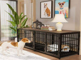 P&P Black Walnut XL Dog Crate with Wooden Furniture Style, 3-Door Entry and Slide Out Tray V767-P-XL171-XL-BK-A-G1