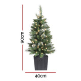 Jingle Jollys Christmas Tree 90cm Potted Xmas Tree Party Decorations XM-TR-3FT-SNOW-LED-POT