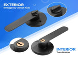 Privacy Door Lever Handle with Key, Heavy Duty Interior Door Lock, Round Design, 4 Pack, Matte Black V1181-HI016-4-BK