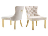 AADEN 2x Velvet Dining Chairs with Golden Metal Legs-Beige V226-SW1501BG