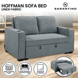 Sarantino Hoffman Linen Sofa Bed with Cushions & Cup Holders Airforce Blue SOFA-YGG-7004-LNN-BLU