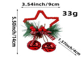Red Star Christmas Ornament with Bells and Pinecone - Holiday Wreath Decoration 10 pieces V888-ELOSUNG10531