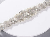 Bridal Belt Hand Rhinestone Wedding Belt Clear Crystal 55cm Long White Organza Ribbon for Wedding V1188-NK-BOL-276
