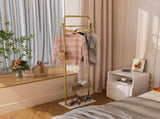 Durable Metal Corner Clothes Rack Strong Stone Base Entryway Garment Stand W Rod V767-JJ-XY1234-G1