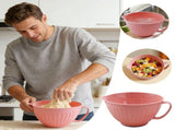 Hand-held Plastic Kitchen Mixing Bowl Spout-style Baking Prep Container For Salad Dough Stirring V1369-AZ3-W-14882