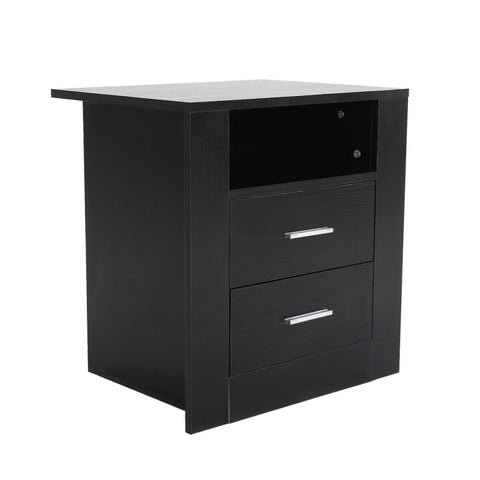 Bedside Table Side Storage Cabinet Nightstand Bedroom 2 Drawer 1 Shelf ZURI BLACK V274-FT-BEDT-2DD07-BK