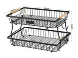 5-Star Chef 2 Tier Fruit Basket Bowl Detachable Kitchen Food Storage Stand FB-STEEL-2L-BK