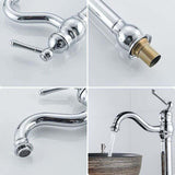 Retro Swivel Basin Mixer Tap, 360 Degree Rotating, Single Lever, High Spout, Hot and Cold Water, V1237-ZY-715-041