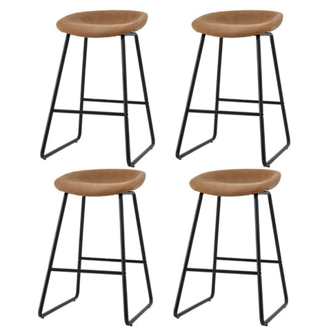 Artiss 4x Bar Stools Kitchen Dining Chairs Counter Stool PU Leather Metal Brown BA-TW-8320-BRX4