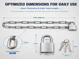Security Chain Lock, 31 inch Heavy Duty 8mm Thick Chain and Lock, Galvanized Anti-Rust and V1192-AZ-W-17919